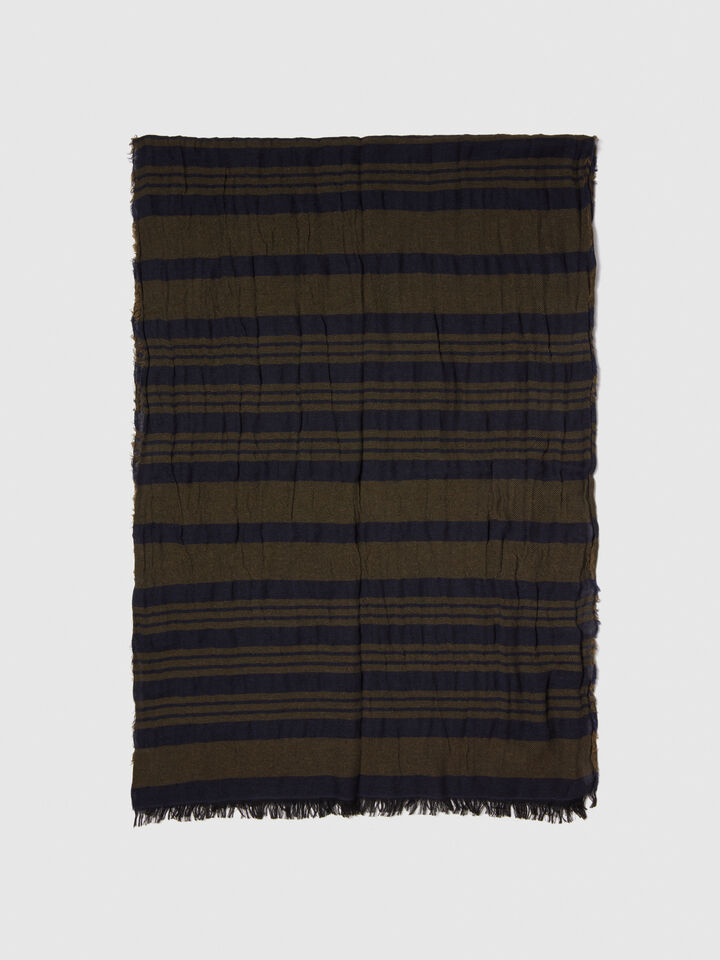 Striped scarf - null - Military Green | Sisley image number 1